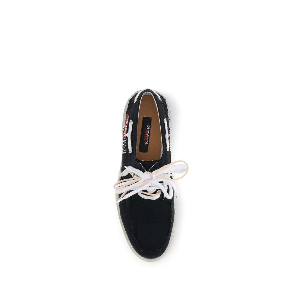 Dsquared² Black Cotton Slip-On Loafers