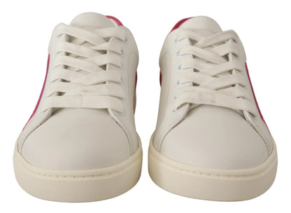 Dolce & Gabbana White Suede Leather Low Top Sneakers Shoes