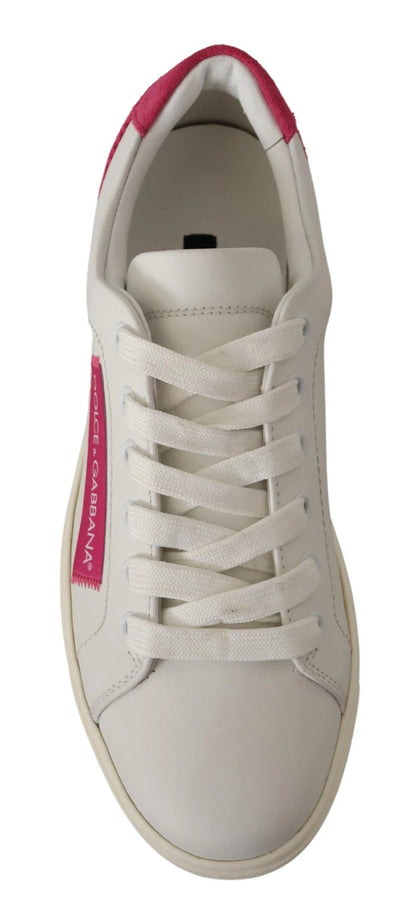 Dolce & Gabbana White Suede Leather Low Top Sneakers Shoes