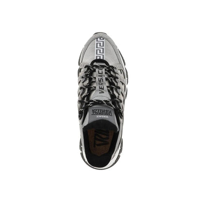 Versace Silver Fabric Athletic Sneakers
