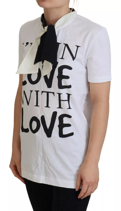 Dolce & Gabbana White Cotton LOVE Print Top Blouse T-shirt