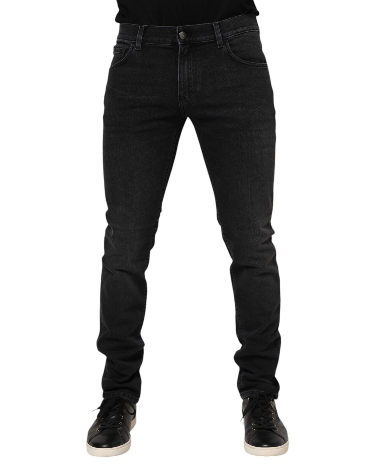 Dolce & Gabbana Black Cotton Skinny Men Denim Trouser Jeans