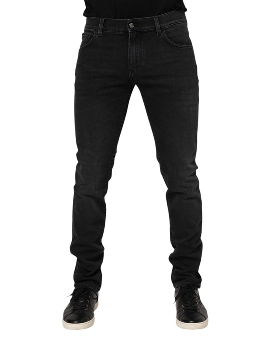 Dolce & Gabbana Black Cotton Skinny Men Denim Trouser Jeans