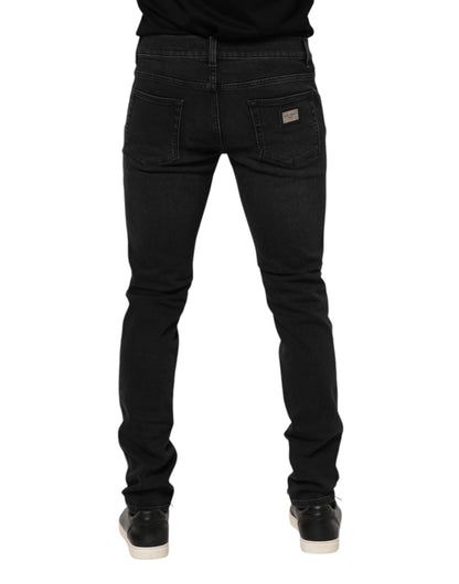 Dolce & Gabbana Black Cotton Skinny Men Denim Trouser Jeans