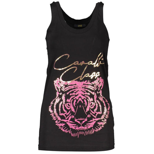 Cavalli Class Black Cotton Tank Top
