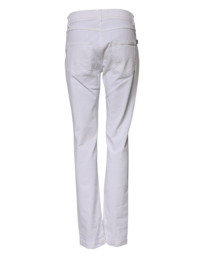 Dolce & Gabbana White Floral Sequined Embroid GIRLY Denim Jeans