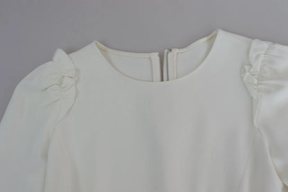 Dolce & Gabbana White Viscose Acetate Short Sleeve Blouse Top