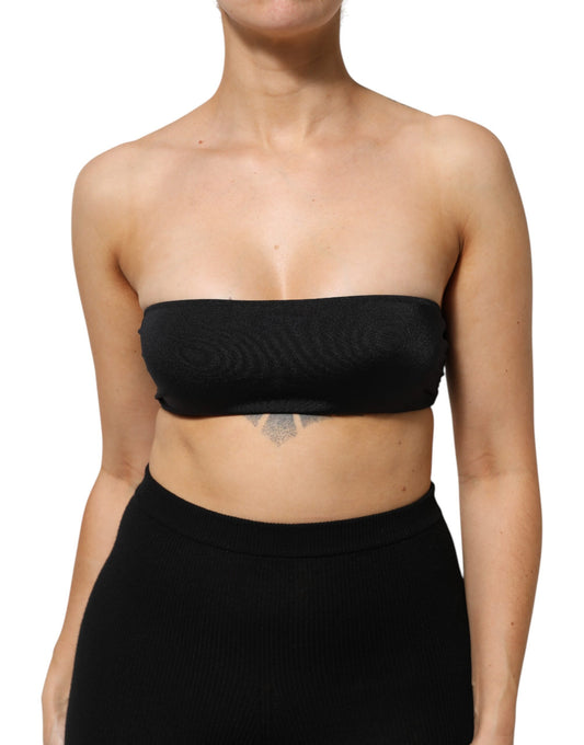 Dolce & Gabbana Black Nylon Blend Bandeau Strapless Tube Top