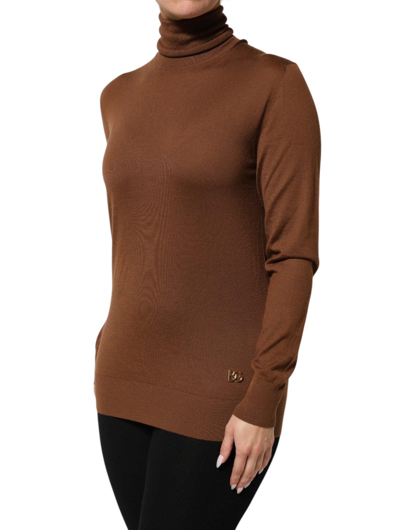 Dolce & Gabbana Brown Cashmere Turtle Neck Pullover Sweater