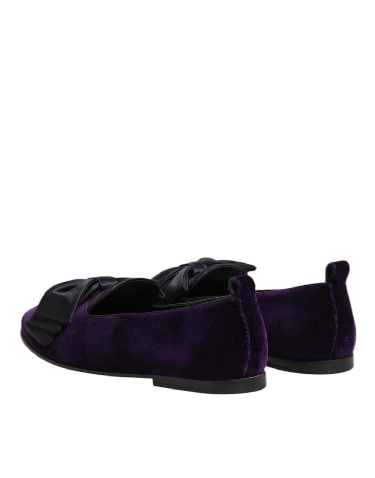 Dolce & Gabbana Purple Suede Cotton Bow Slip On Loafers Shoes