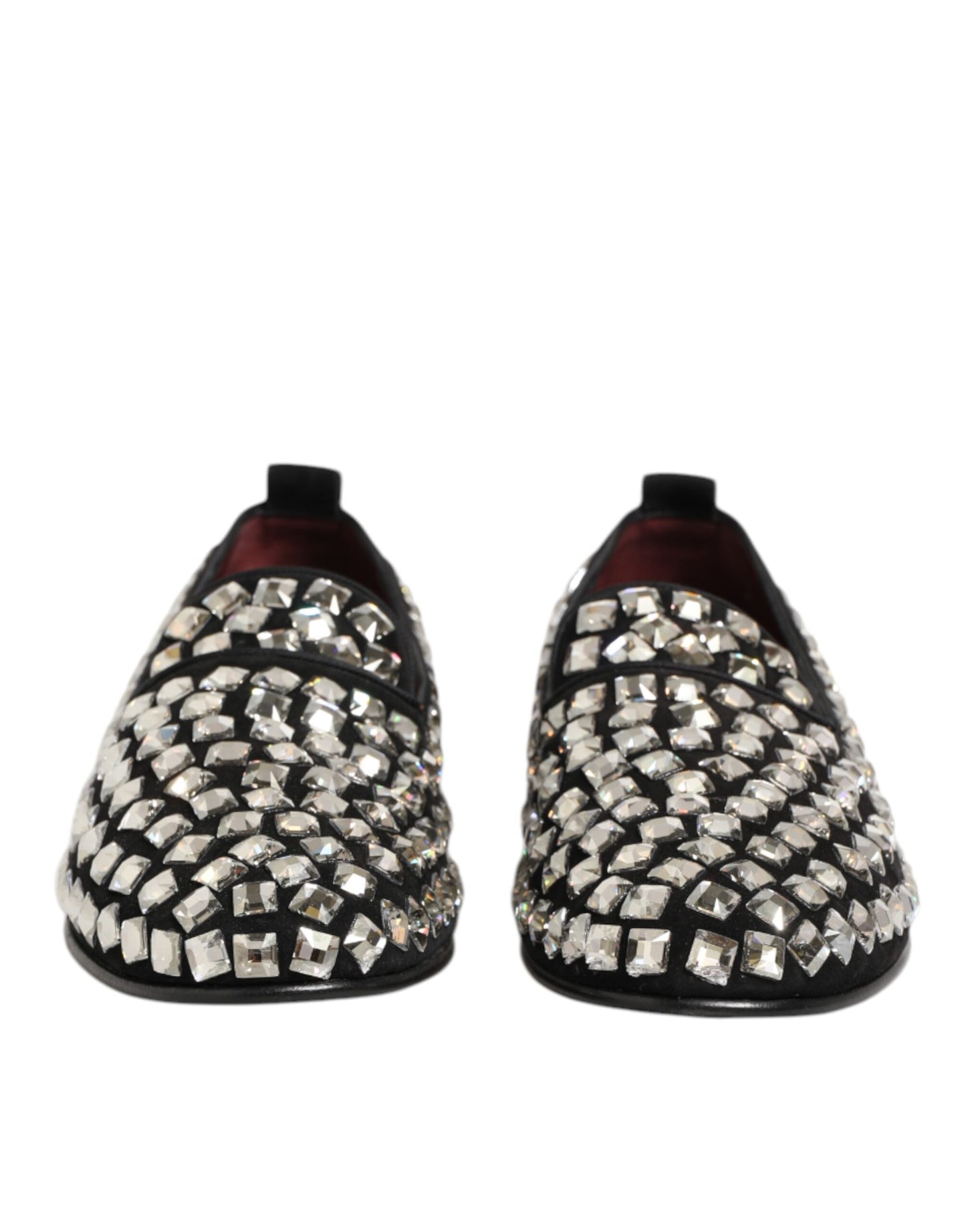 Dolce & Gabbana Black Suede Crystals Loafers Men Dress Shoes
