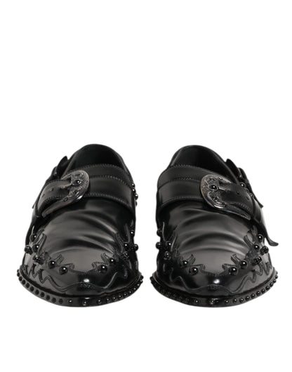 Dolce & Gabbana Black Embellished Dress Monk Strap Shoes