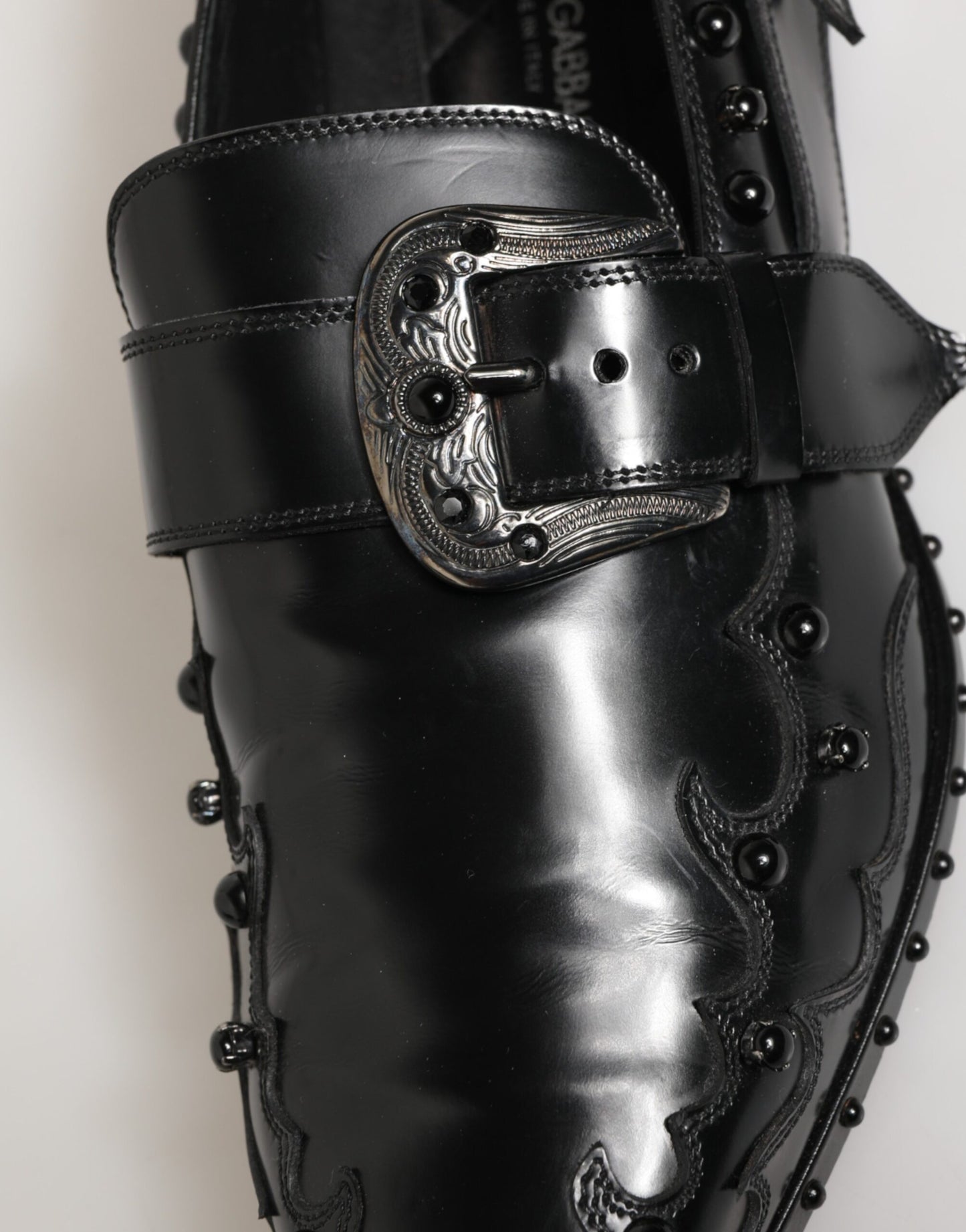 Dolce & Gabbana Black Embellished Dress Monk Strap Shoes