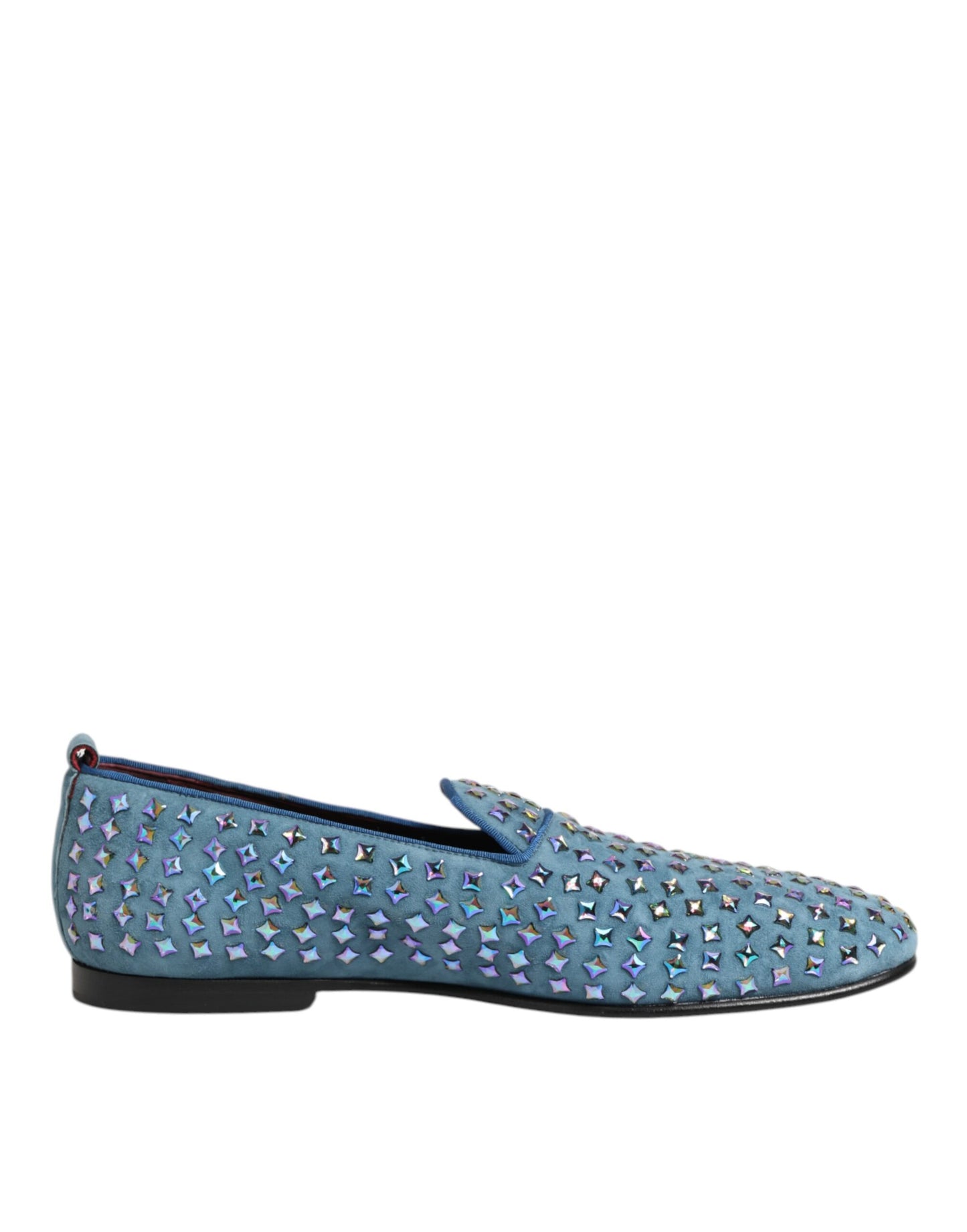 Dolce & Gabbana Blue Suede Studded Dress Men Loafers Shoes