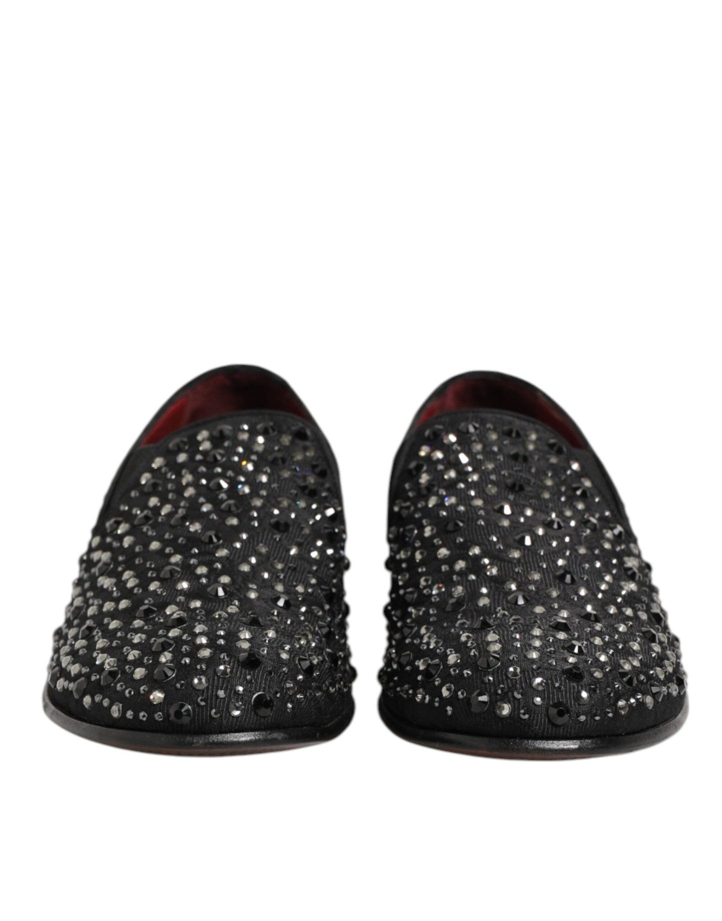 Dolce & Gabbana Black Suede Crystal Embellished Loafer Shoes