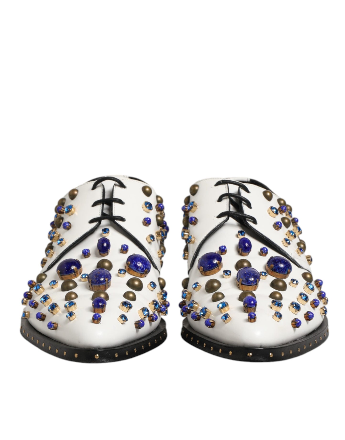 Dolce & Gabbana White Leather Crystals Embellished Dress  Shoes