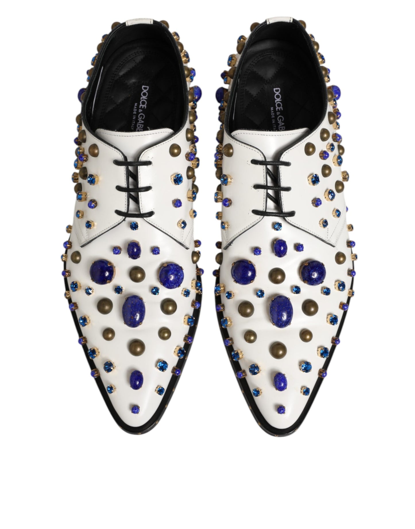 Dolce & Gabbana White Leather Crystals Embellished Dress  Shoes