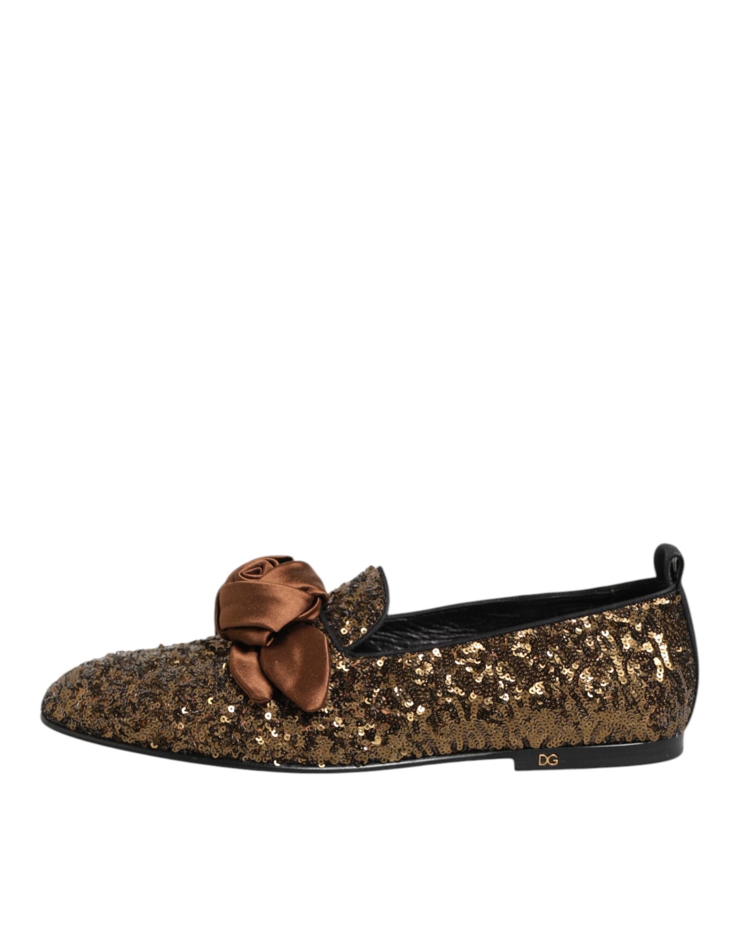 Dolce & Gabbana Gold Sequined Slip On Loafers Men Dress Shoes