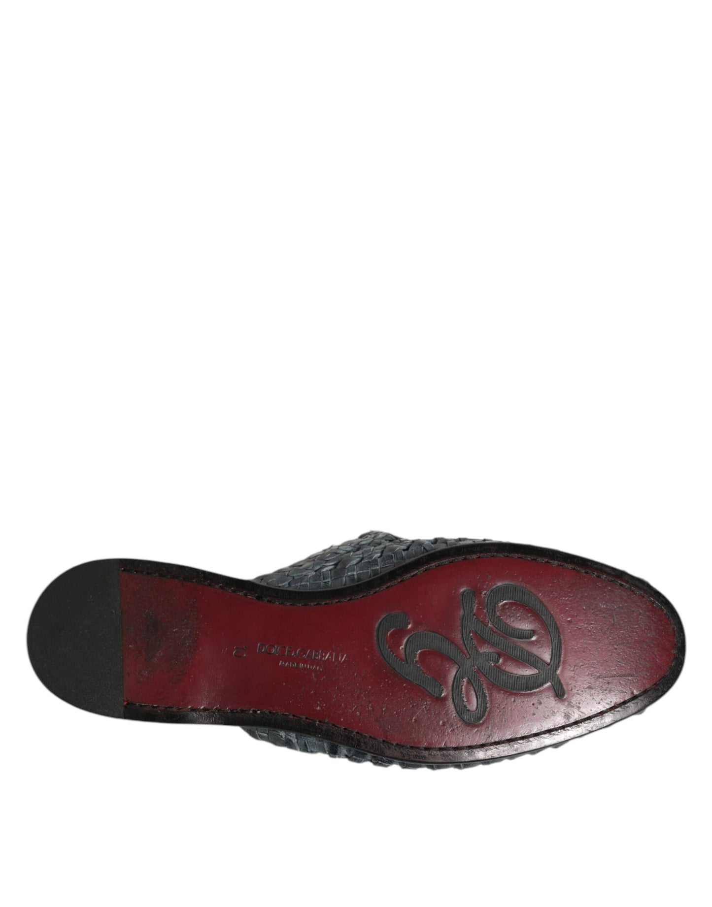 Dolce & Gabbana Blue Woven Slides MULES Men Sandals Shoes