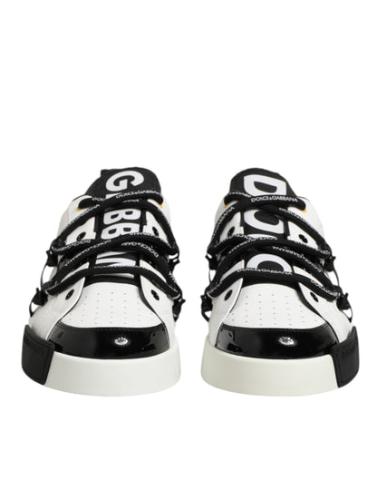 Dolce & Gabbana White Leather Logo Portofino Sneakers Shoes