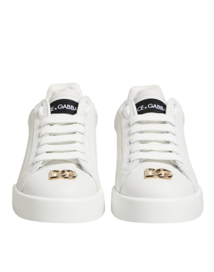 Dolce & Gabbana White DG Leather Low Top Sneakers Shoes