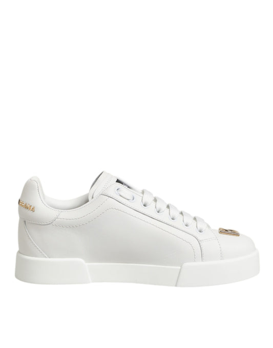 Dolce & Gabbana White DG Leather Low Top Sneakers Shoes