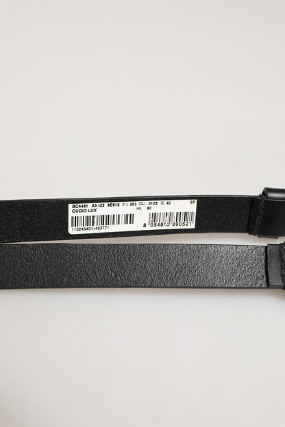 Dolce & Gabbana Black Double Strap Leather Silver Buckle Belt