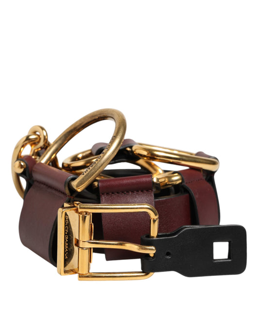 Dolce & Gabbana Brown Key Ring Clip Attachments Buckle Belt