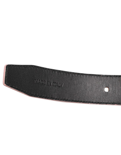 Dolce & Gabbana Pink Leather Perforated Detailing Buckle Belt