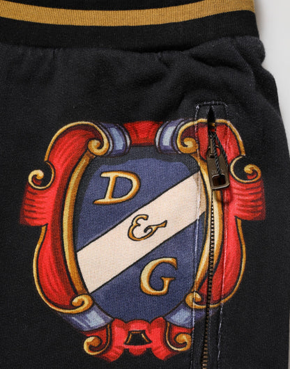 Dolce & Gabbana Black Baroque Crest Logo Men Trackpants Pants