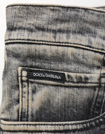 Dolce & Gabbana Gray Cotton Stretch Slim Fit Men Denim Jeans
