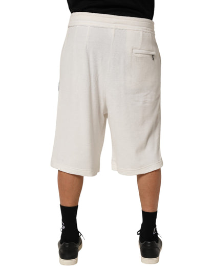 Dolce & Gabbana White Cotton Logo Plaque Men Bermuda Shorts