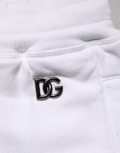 Dolce & Gabbana White Cotton Ripped Bermuda Sweatpants Shorts