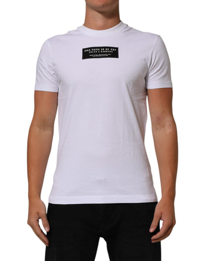 Dolce & Gabbana White Cotton Logo Print Crew Neck Men T-shirt