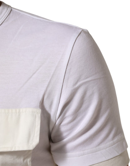 Dolce & Gabbana White Cotton Pocket Crew Neck Men Tee T-shirt