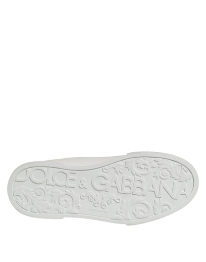 Dolce & Gabbana White Leather Lace Up Low Top Sneakers Shoes