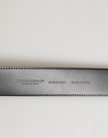 Dolce & Gabbana Black Leather Classic Metal Logo Buckle Belt