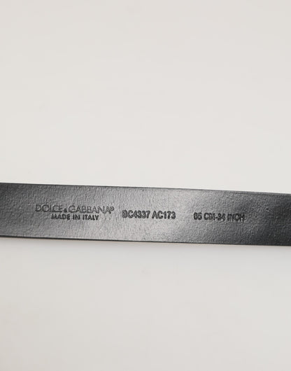 Dolce & Gabbana Black Leather Studded Silver-Tone Buckle Belt