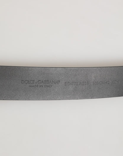 Dolce & Gabbana Black Leather Classic Metal Buckle Men Belt