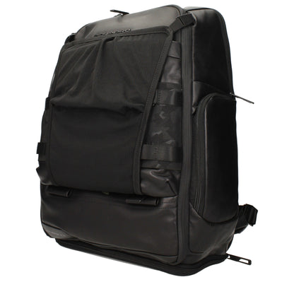 Piquadro Black Leather Backpack