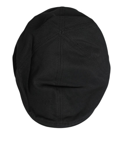 Dolce & Gabbana Black Cotton Blend Newsboy Men Cloth Cap Hat