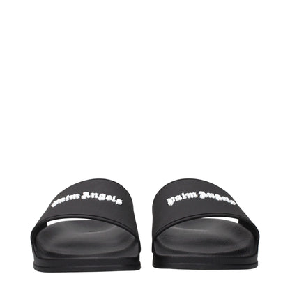 Palm Angels Black Cotton Slippers