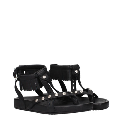 Isabel Marant Black Leather Flat Sandals