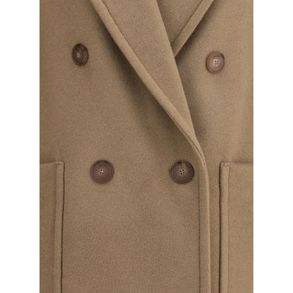 Max Mara Beige Fleece Wool Coat