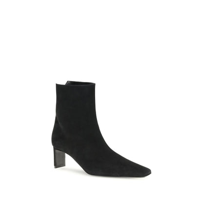 Khaite Black Calf Leather Bos Taurus Ankle Boots
