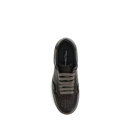 Dolce & Gabbana Brown Calf Leather Bos Taurus Low Top Sneakers