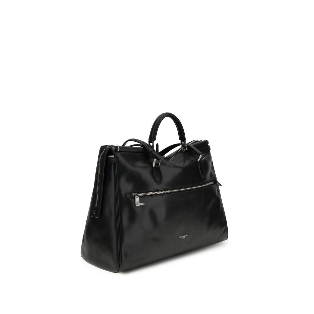 Dolce & Gabbana Black Calf Leather Bos Taurus Shoulder Bag