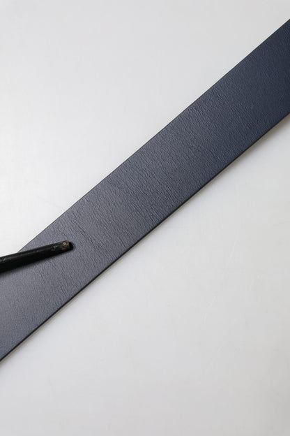 Dolce & Gabbana Blue Leather Classic Metal Logo Buckle Belt