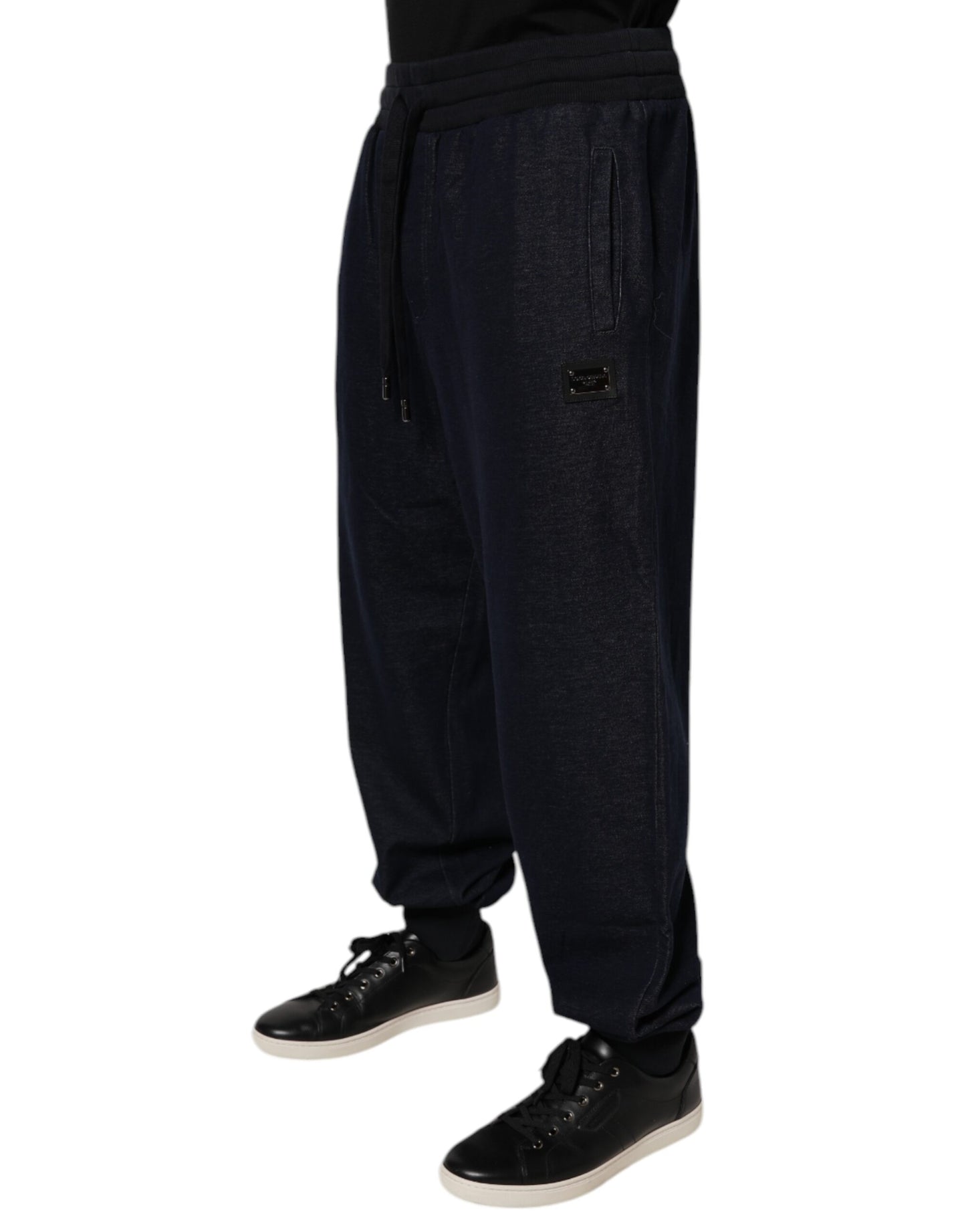 Dolce & Gabbana Black Cotton Blend Men Jogger Trouser Pants