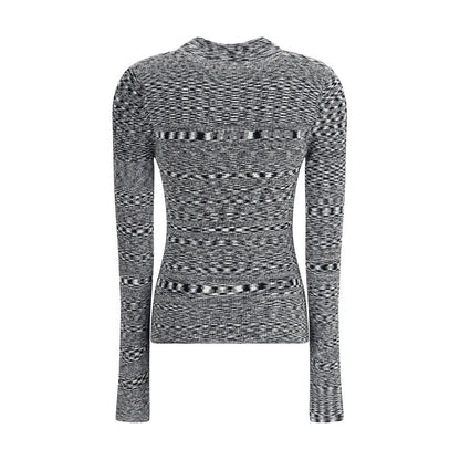 Ganni Black Viscose Polo Shirt